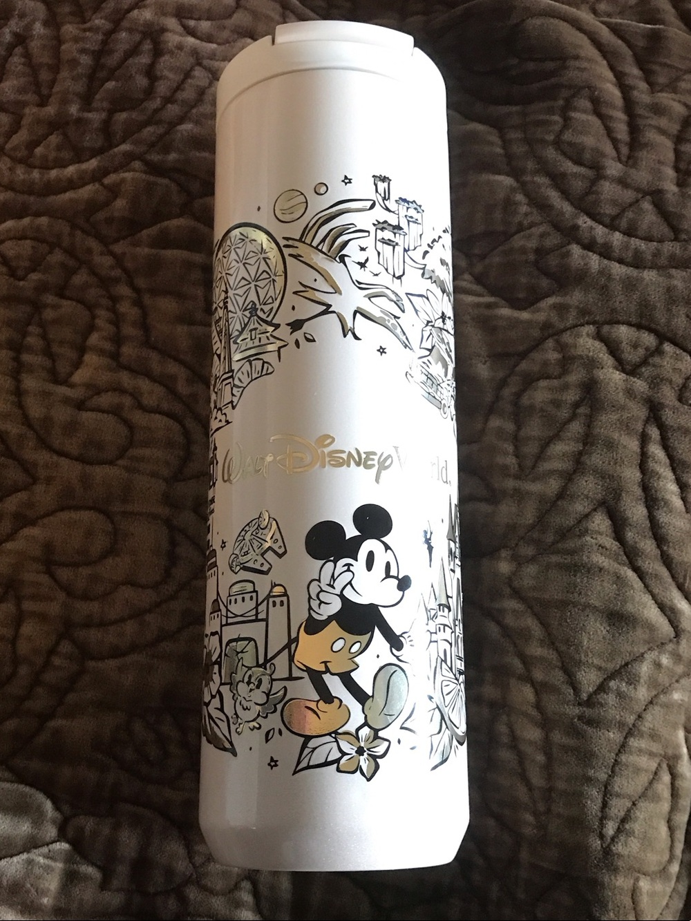 Starbucks White and Gold Disney Mickey Mouse Travel Tumbler